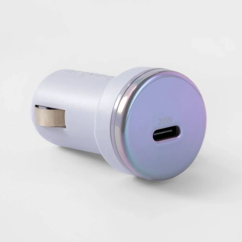 New Light Purple Single Port USB-C 30W Car Charger - Picture 3 of 3